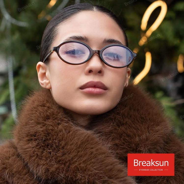 Breaksun Fashion Oval Glasses for Women Men Retro Round Tortoise Frame Blue Light Glasses Nerd Eyeglasses - Image 3
